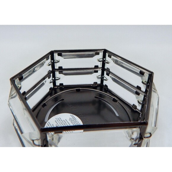 Bath & Body Works Black Hexagon 3 Wick Candle Holder Faux Crystal Prisms Accents - Picture 7 of 7